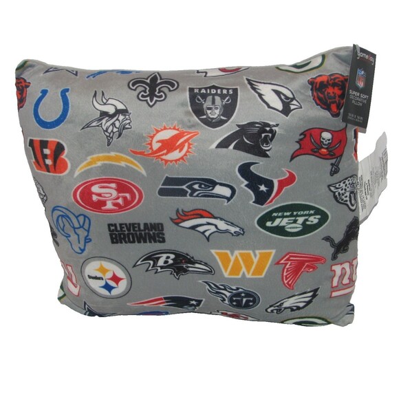 Game Day NFL Teams Super Soft Gray Decorative Pillow NEW - Picture 1 of 3